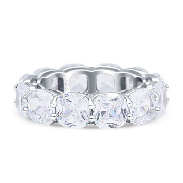Stackable Wedding Band Cushion Eternity Cubic Zirconia 925 Sterling Silver Wholesale